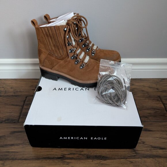 American Eagle Sherpa Lug boots camel tan size 7.5 - Picture 2 of 16